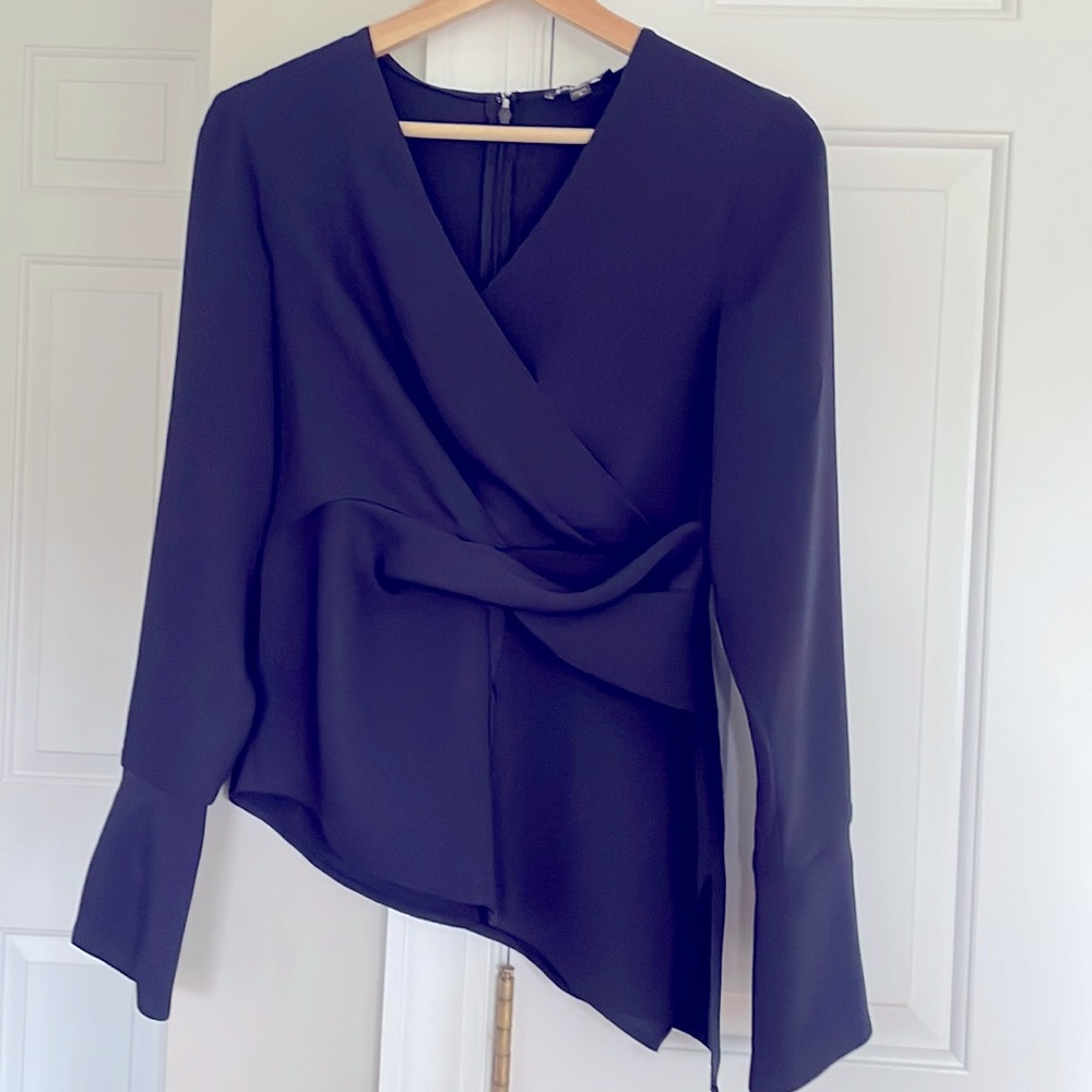 *NWOT* Express Navy Asymmetrical Blouse in Size Small
